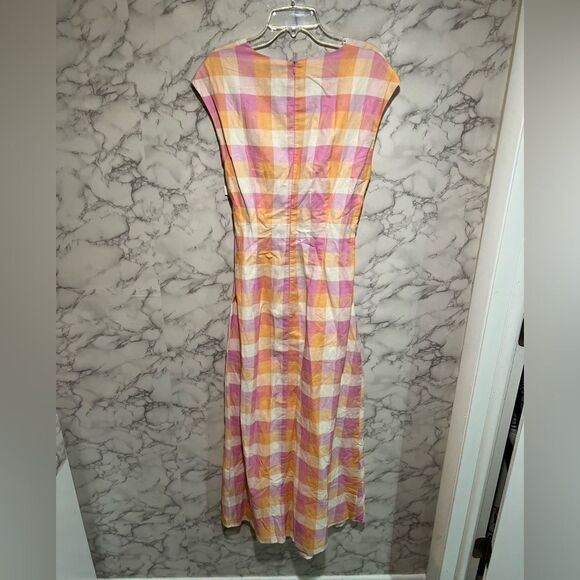 CHARLIE HOLIDAY Madonna Check Linen/Cotton Dress Size 6 - Picture 9 of 10